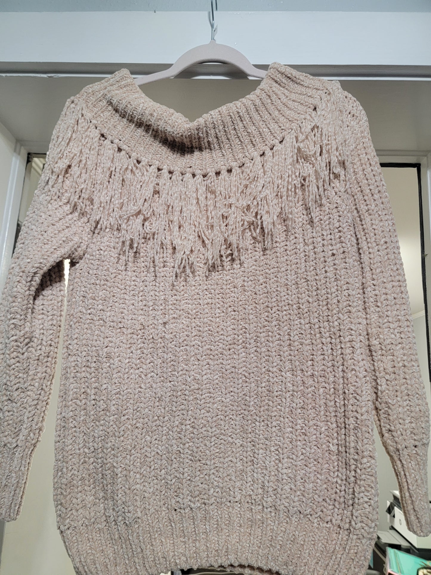 Chenille Sweater with Fringe