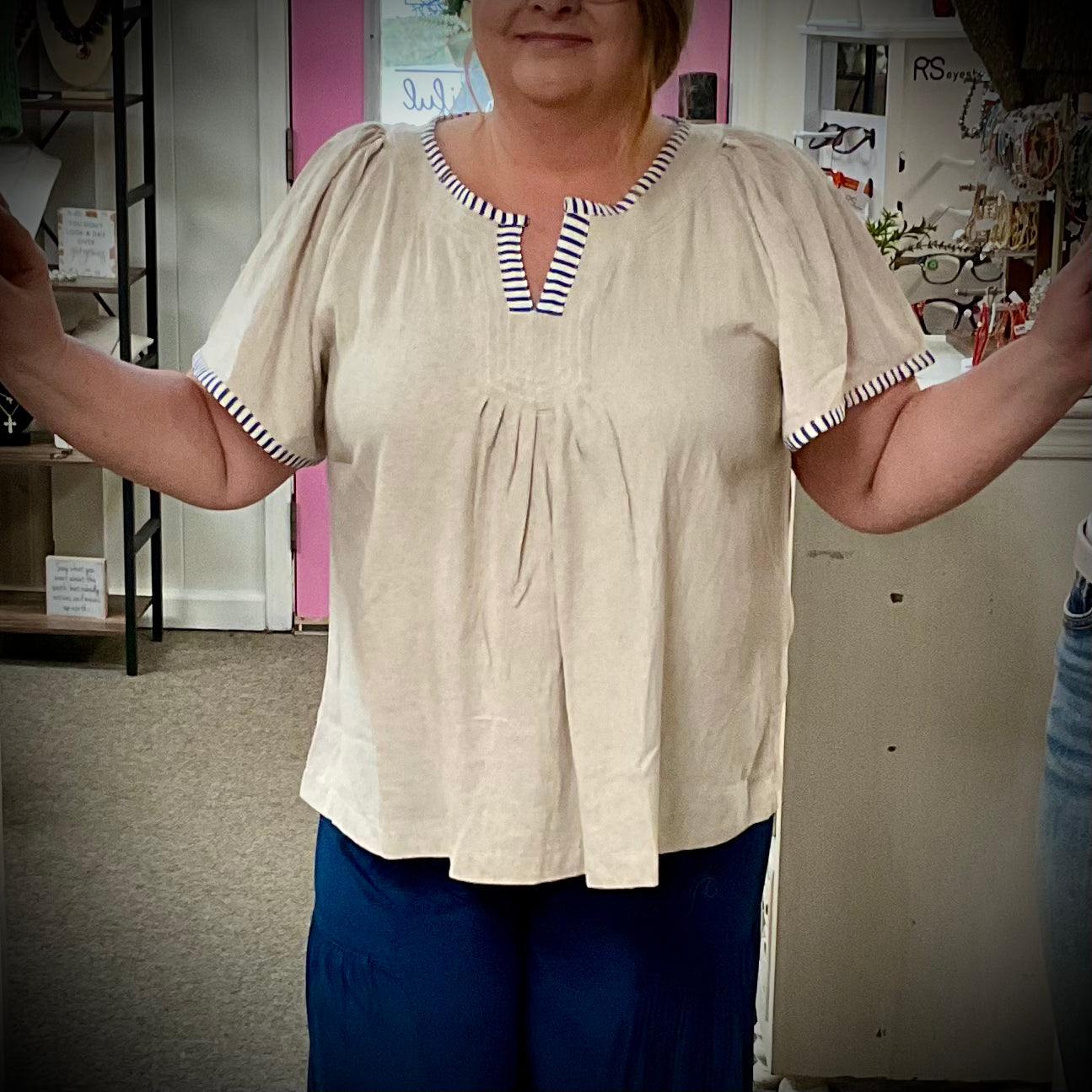 Carter V-Neck Pleated Top