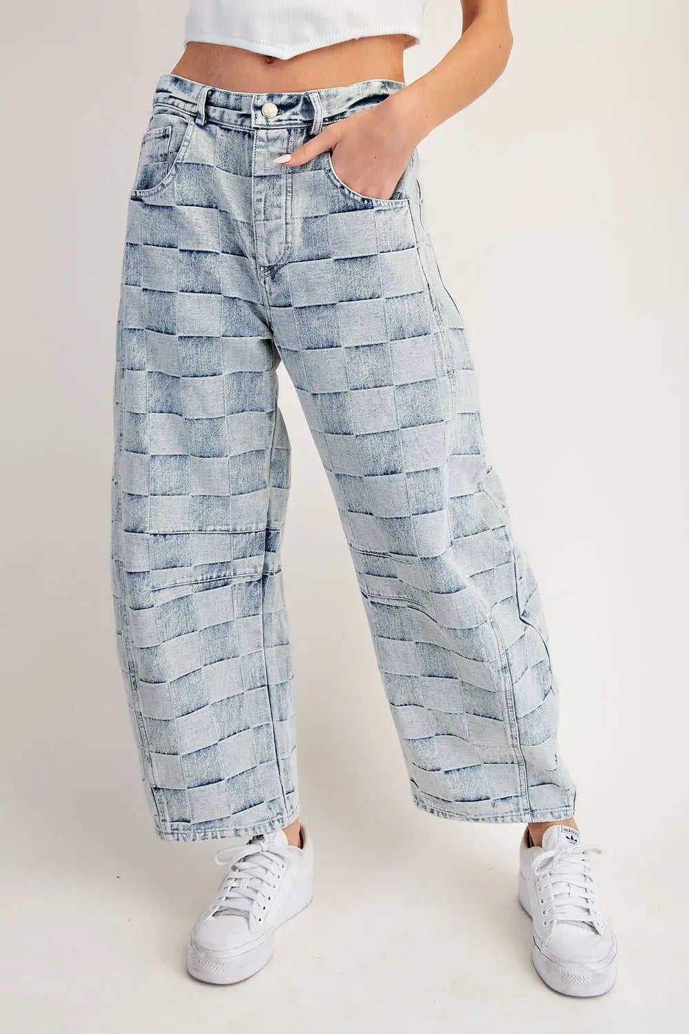 Jacey Checker Barrel Jeans