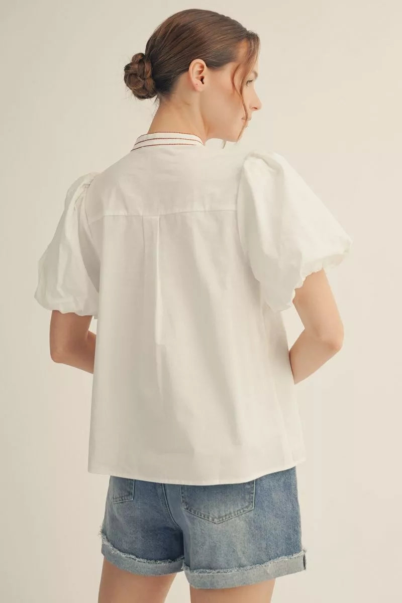 Emily Embroidered Neckline Blouse