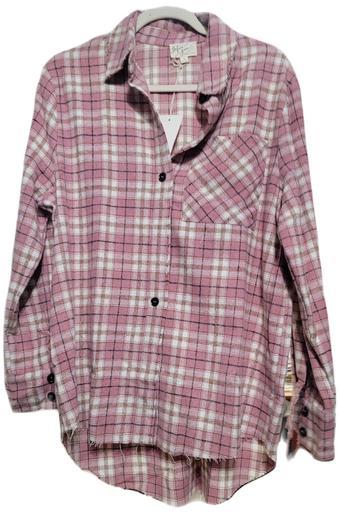 Pink Plaid Button Up