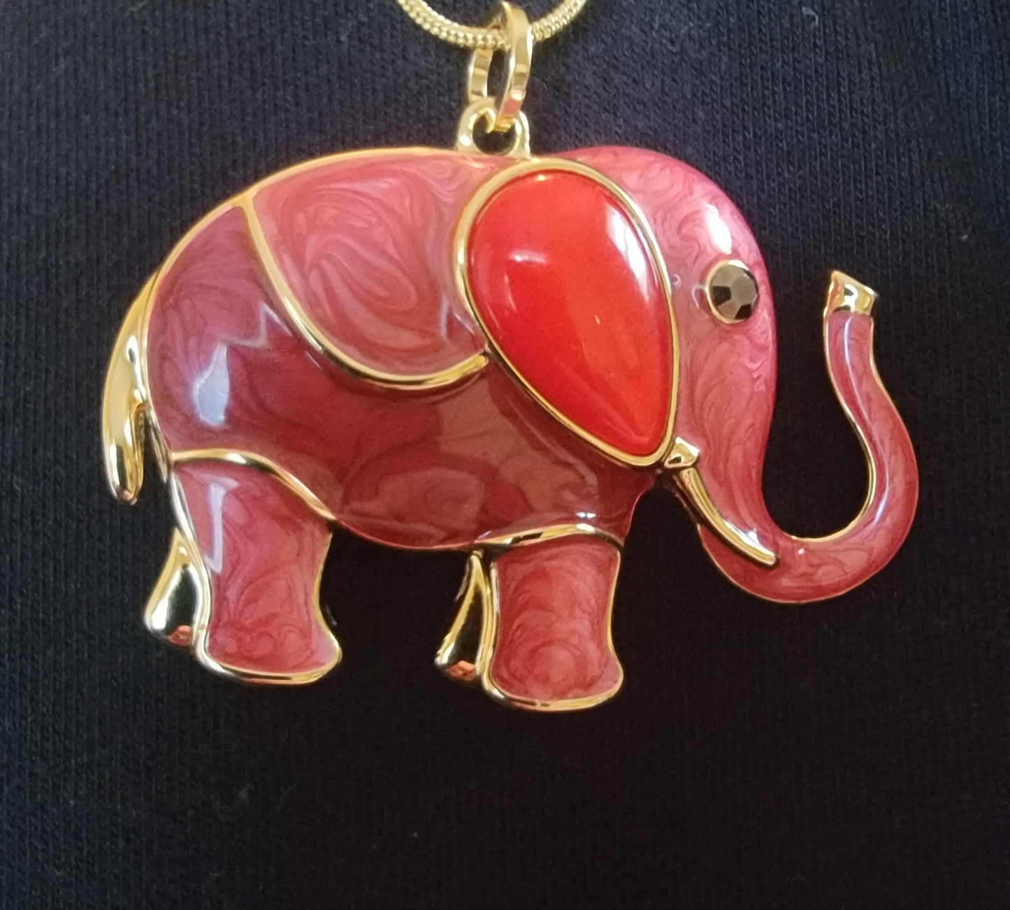 Melania Red Elephant Pendant Gold Necklace