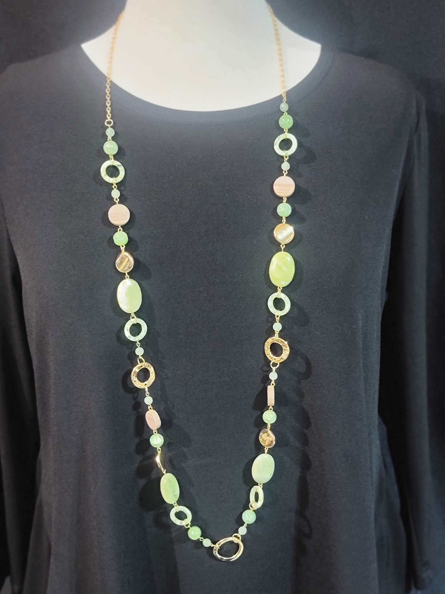 Selene Jade, Brown, Gold and Wood Necklace