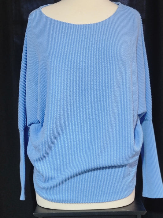 Sky Blue Ribbed Top