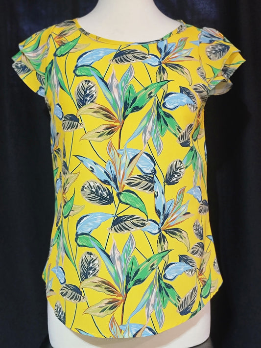 Together with Friends Yellow Multi Tropical Top