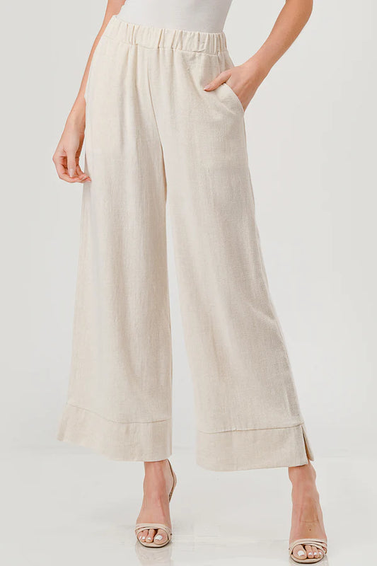 Maybel Ivory Linen Wide Leg Pants