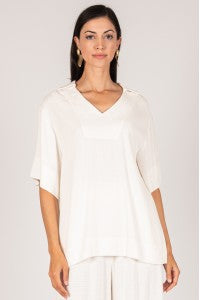 Willie Linen Collared Short Sleeve, Ivory