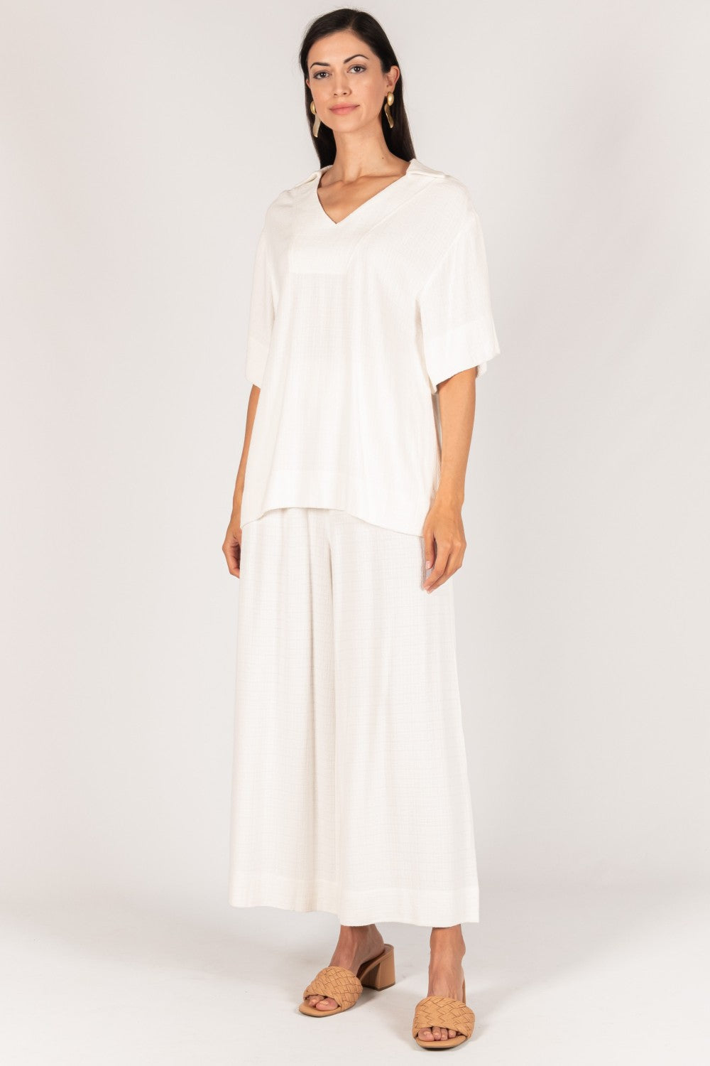 Willie Linen Collared Short Sleeve, Ivory