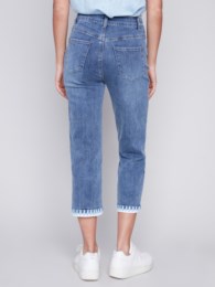 Bertha Embroidered Hem Regular Denim Pant