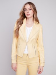 Bailey Faux Leather Jacket, Lemon