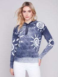 Bella Lightweight Hoodie Sweater , Navy, Reverse Printed