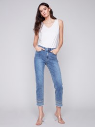 Bizzy Denim Embroidered Hem Pant