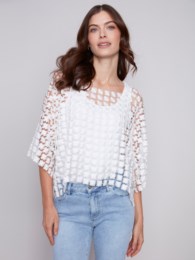 Callie White Flower Embroidery Blouse