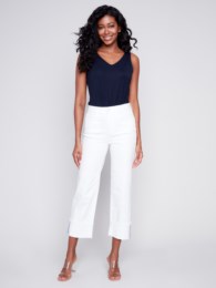 Chelsey Wide Cuff Ankle Pant, White