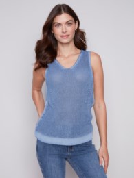 Dabria Cold Dye V-Neck Knit Cami, Denim