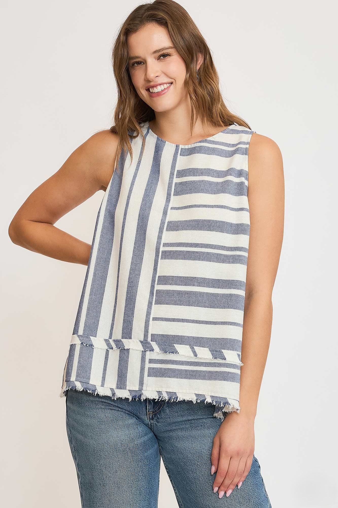 Cecilia Sleeveless Frayed Top