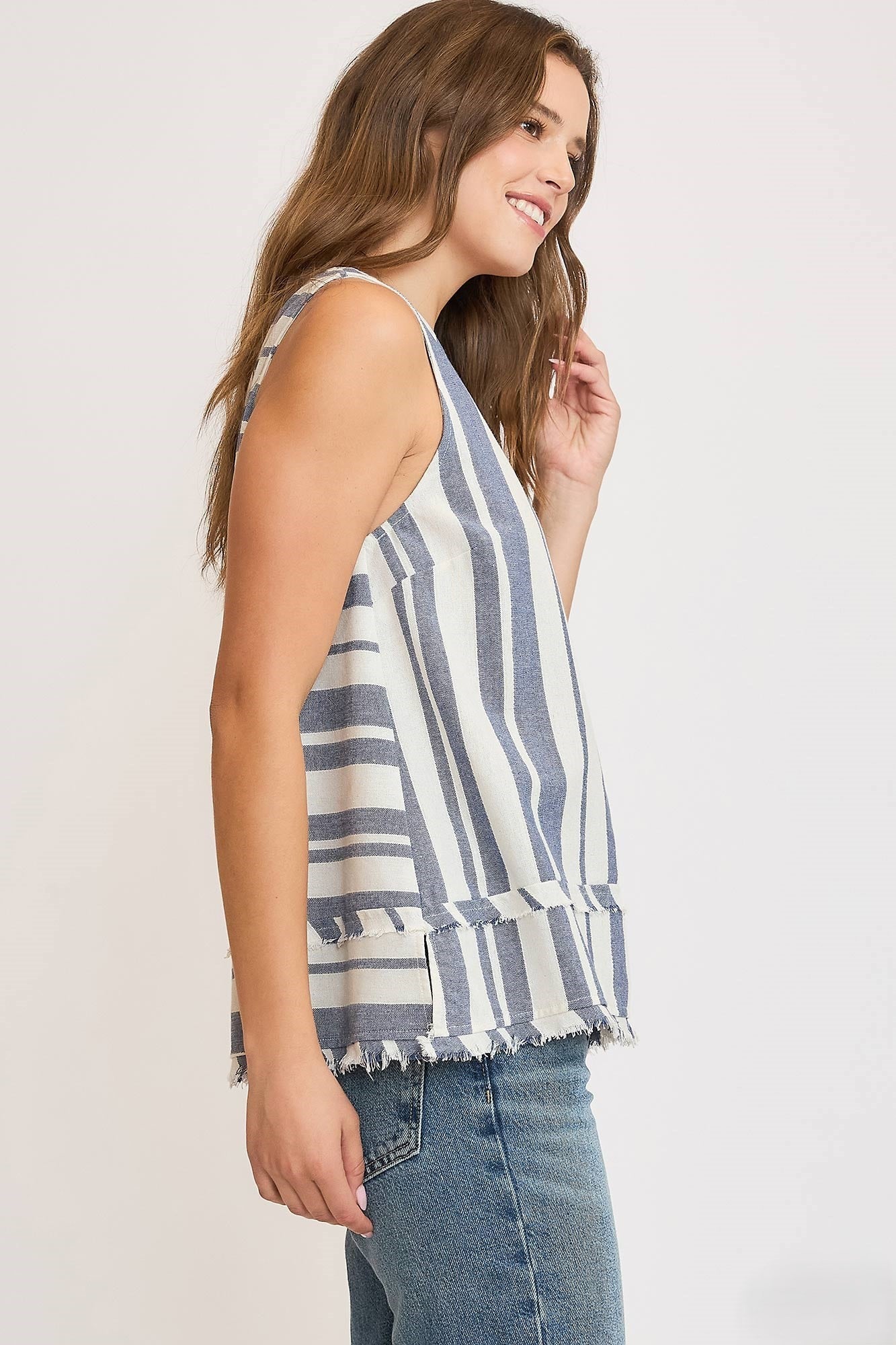Cecilia Sleeveless Frayed Top
