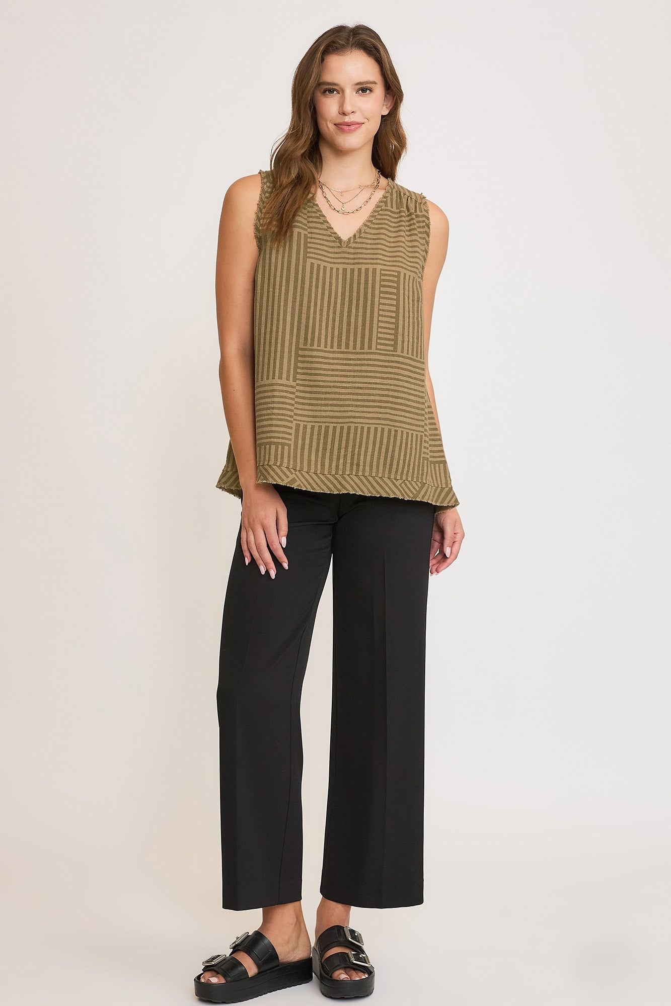 Everlee Fray Hem Sleeveless Top