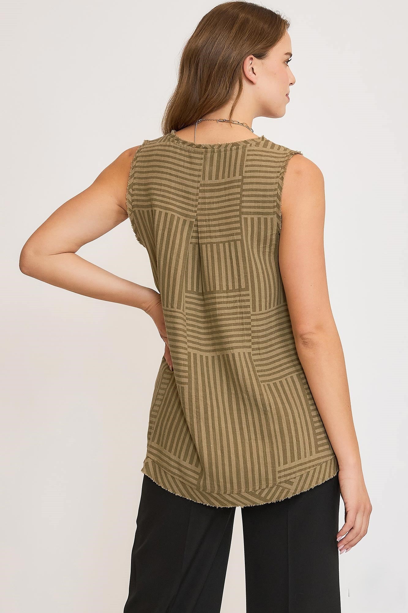 Everlee Fray Hem Sleeveless Top