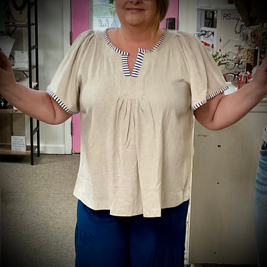 Carter V-Neck Pleated Top