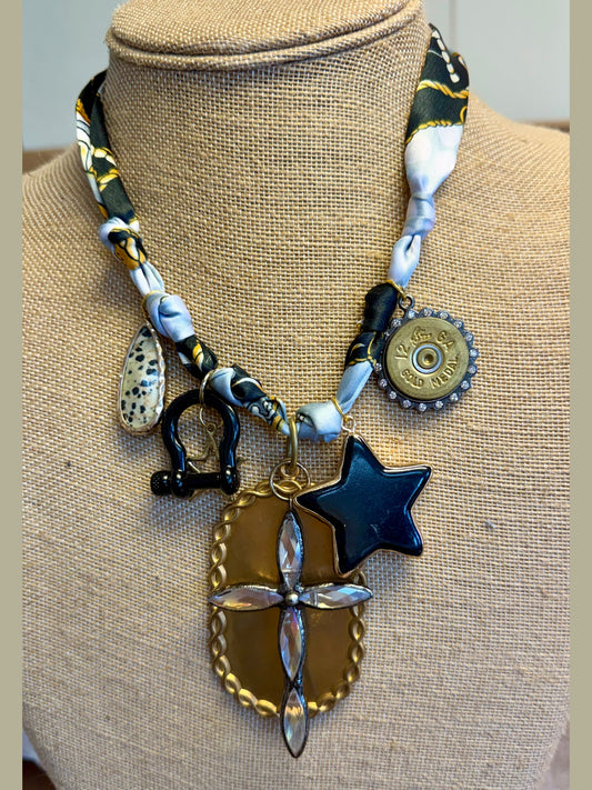 Cross Charm Scarf Necklace