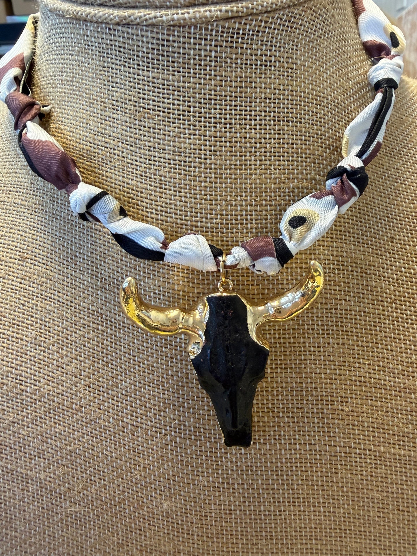 Cow Skull Scarf Necklace