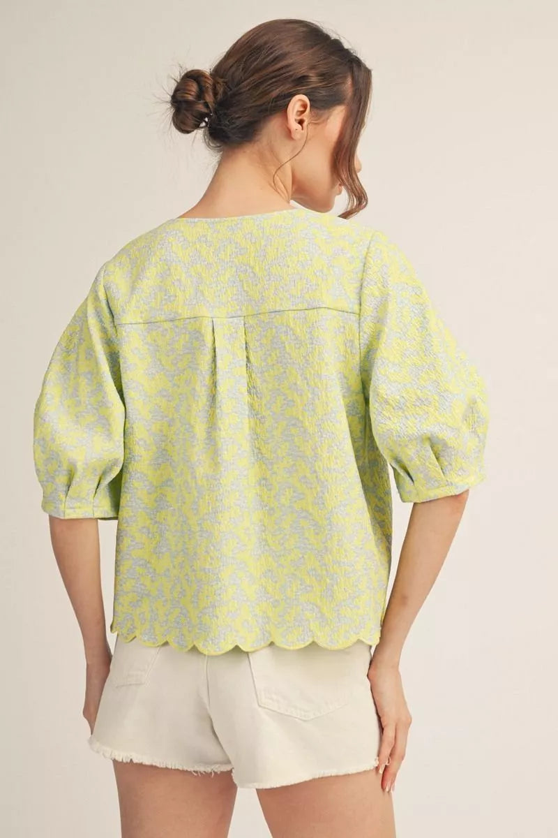 Mary Floral Scalloped Top