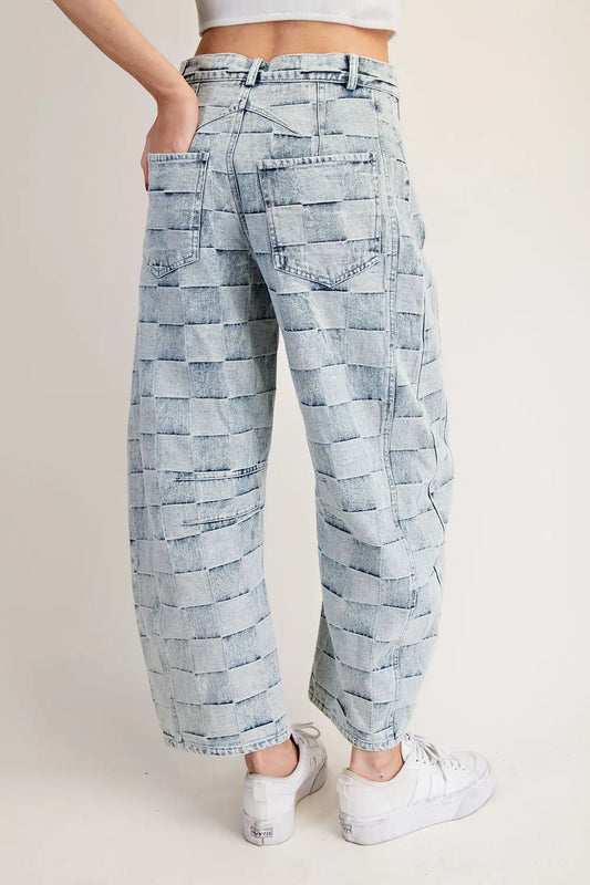 Jacey Checker Barrel Jeans