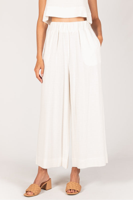 Maudel Linen Wide Leg Pants, Ivory