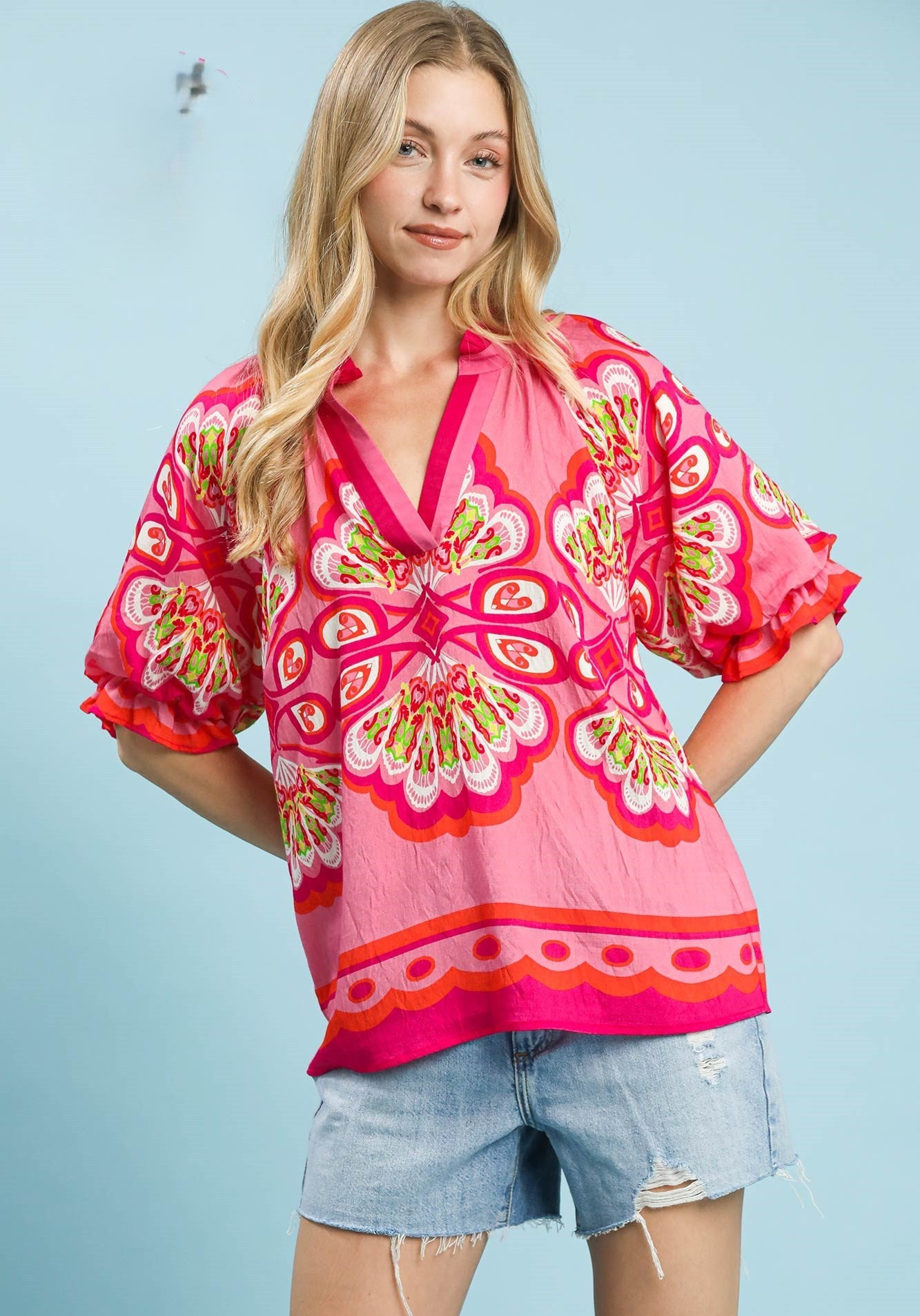 Sallie Mix Print Top