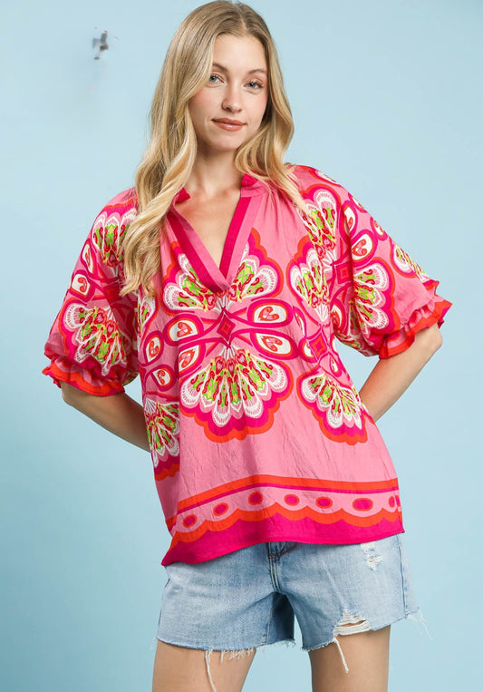 Sallie Mix Print Top