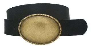 Rope Trim Oval Buckle Belt