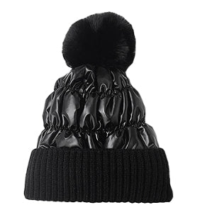 Metallic Beanie with Pom