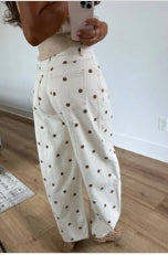 Paula Polka Dot Barrel Leg Pants