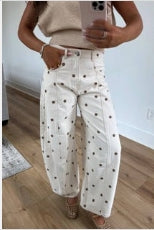 Paula Polka Dot Barrel Leg Pants