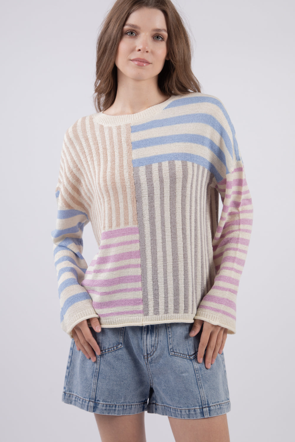 Sharon Multi Taupe Stripe Sweater