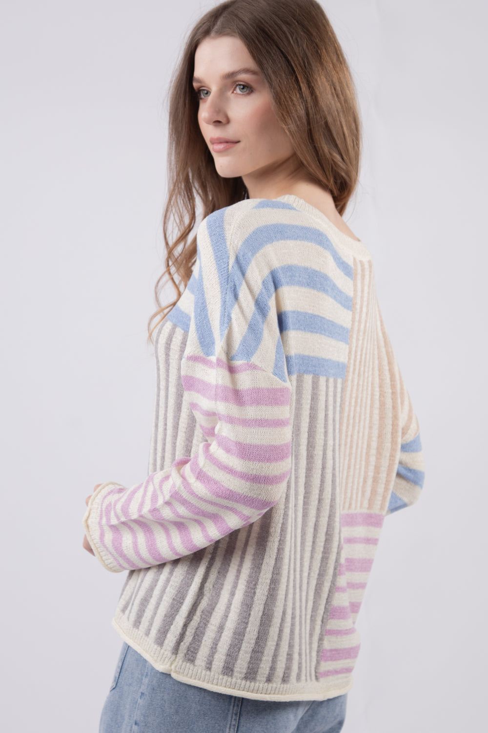 Sharon Multi Taupe Stripe Sweater