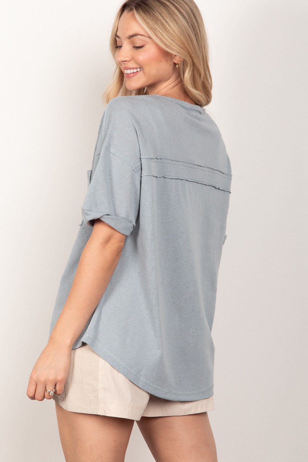 Shelly Simple Denim Top with Pocket