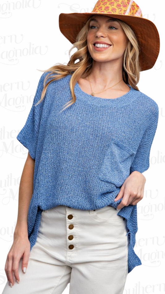 Evie Short Sleeves Knitted Boxy Top