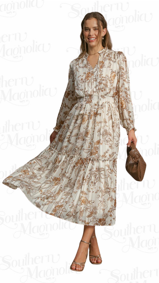 Breean Brown Floral Print Dress