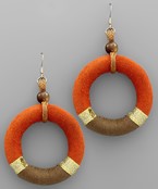 Aria Orange and Brown Suede Wrapped Circle Earrings