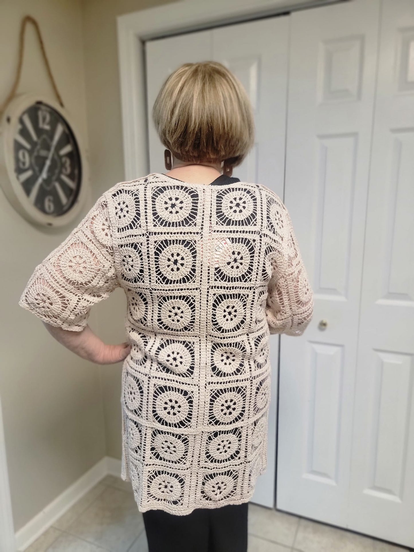 Sara Natural Crochet Cardigan