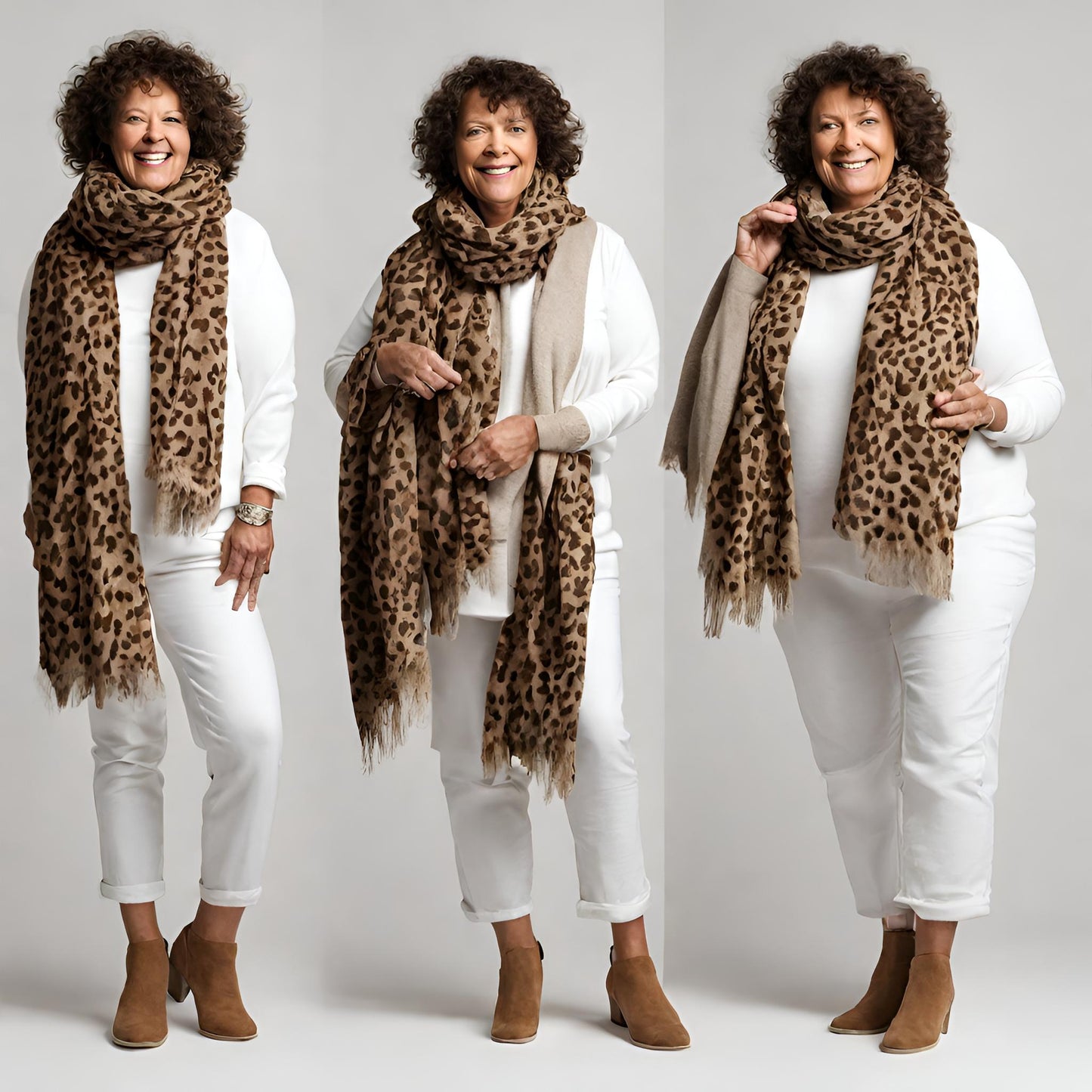 Brown and Leopard Fleece Scarf