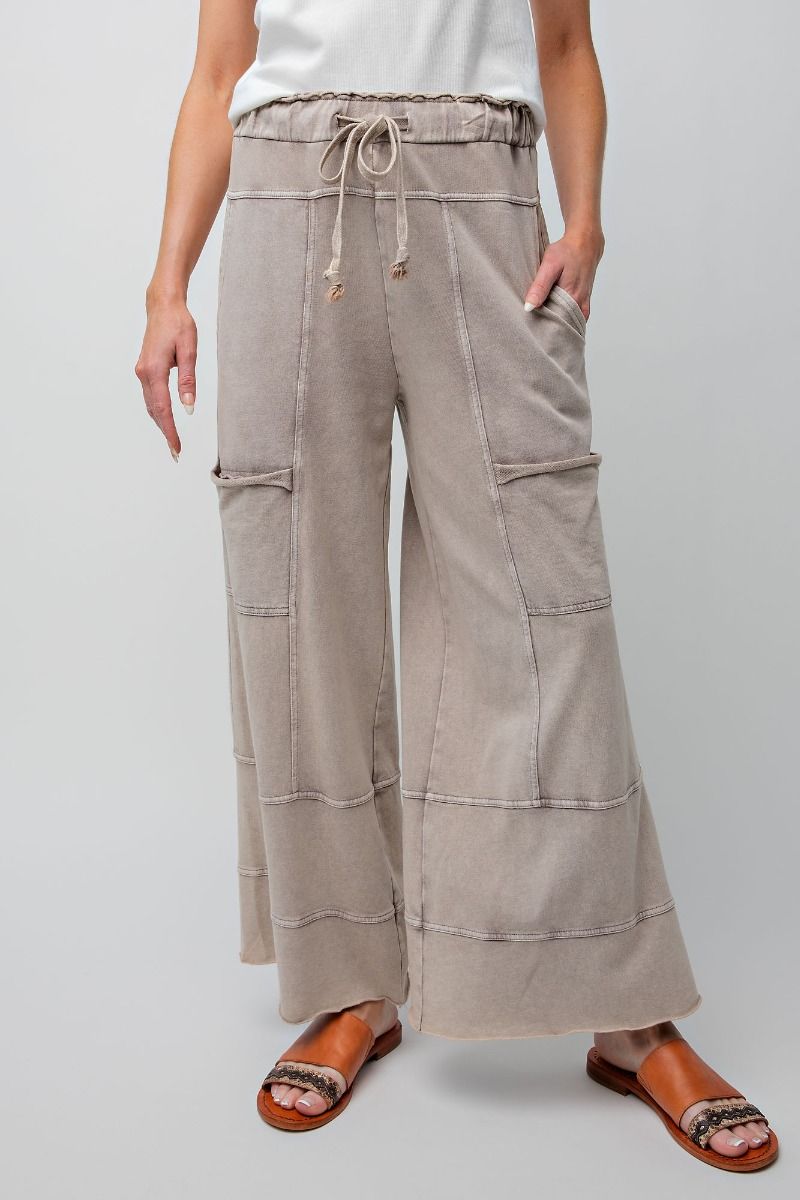 Sallie Mushroom Mineral Wash Terry Knit Pants