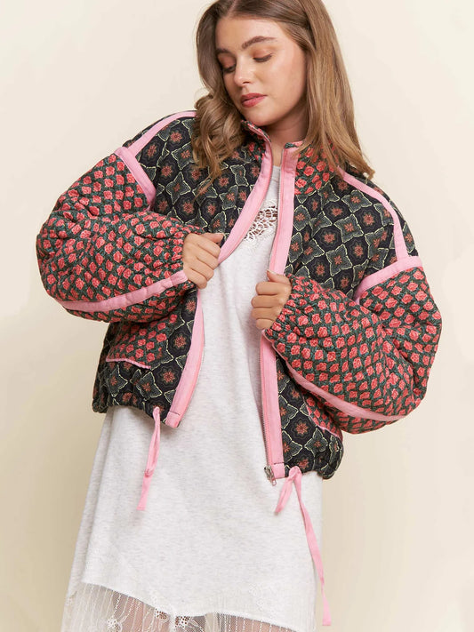 Rose Patterned Pink Jacket