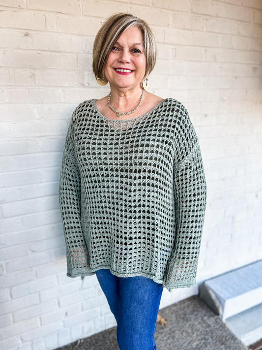 Green Lily Crochet Mesh Top