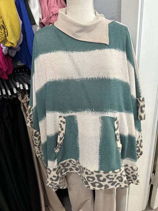 Sallie Poncho Boat Neck Teal