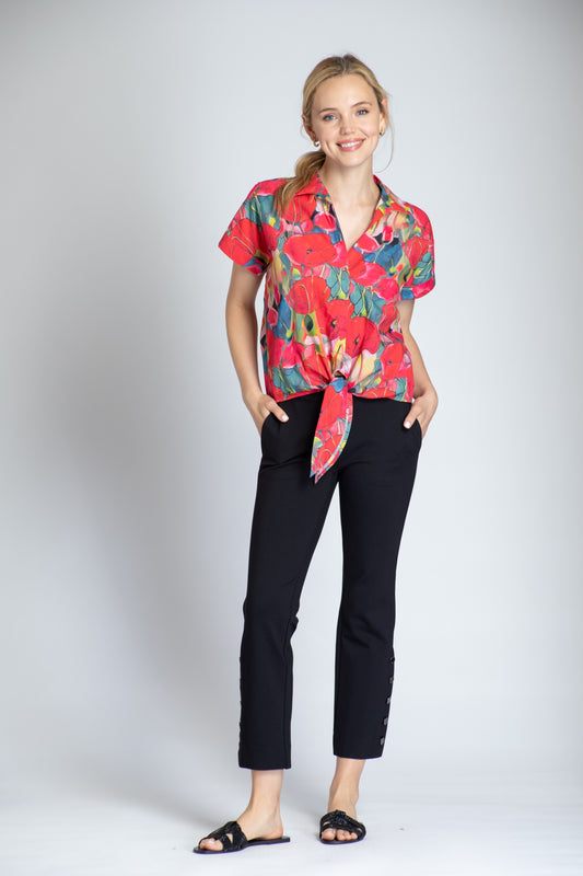 Hattie Multi Color Tie Front Top