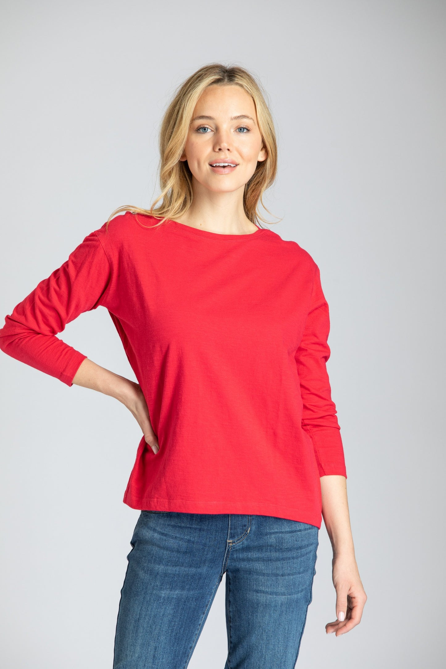 Rebi Red Relaxed Fit Long Sleeve Shirt