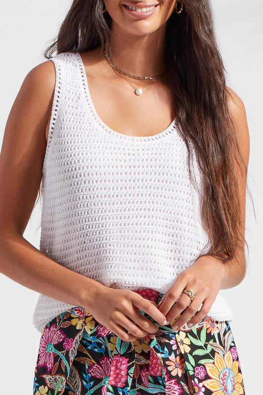 Snowball White Crochet Tank Top